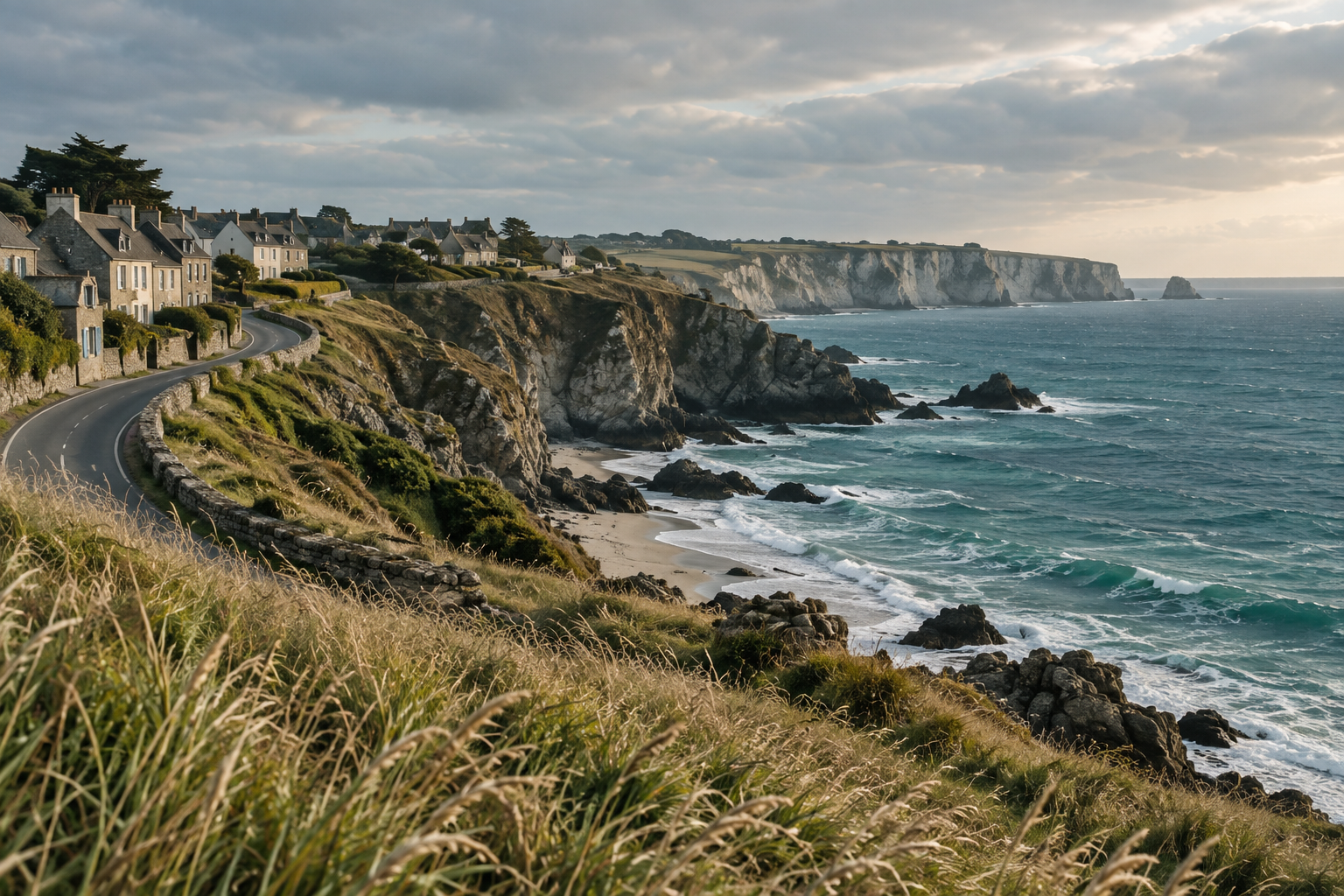 Дорога вдоль скалистого атлантического побережья